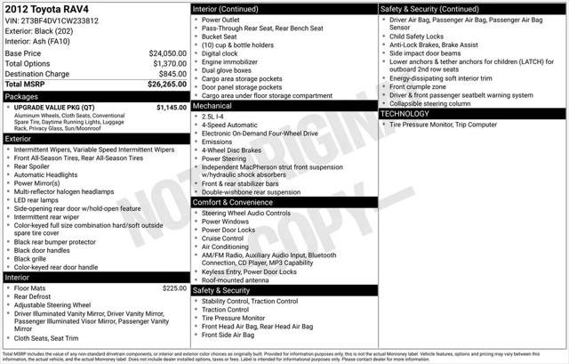 2012 Toyota RAV4 Base