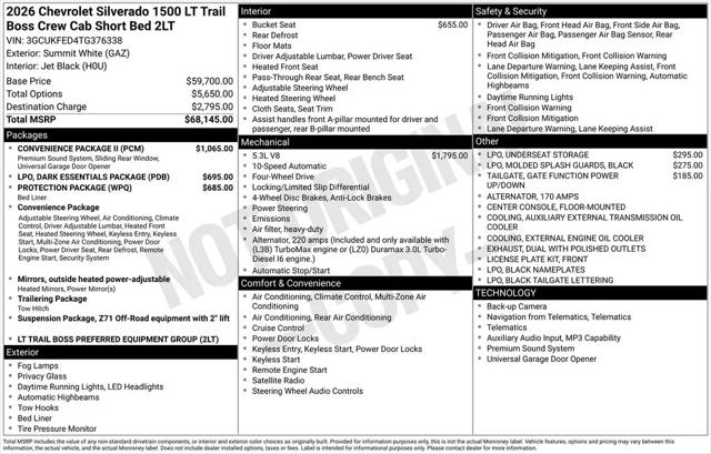 2026 Chevrolet Silverado 1500 4WD Crew Cab Short Bed LT Trail Boss
