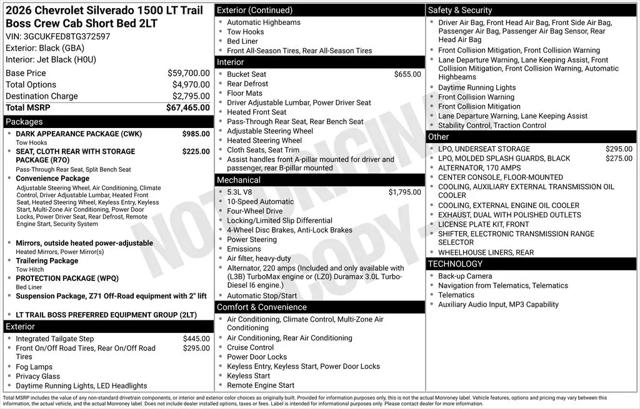 2026 Chevrolet Silverado 1500 4WD Crew Cab Short Bed LT Trail Boss