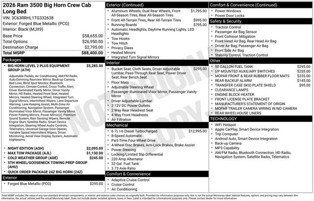 2026 Ram 3500 Big Horn Crew Cab 4x4 8' Box