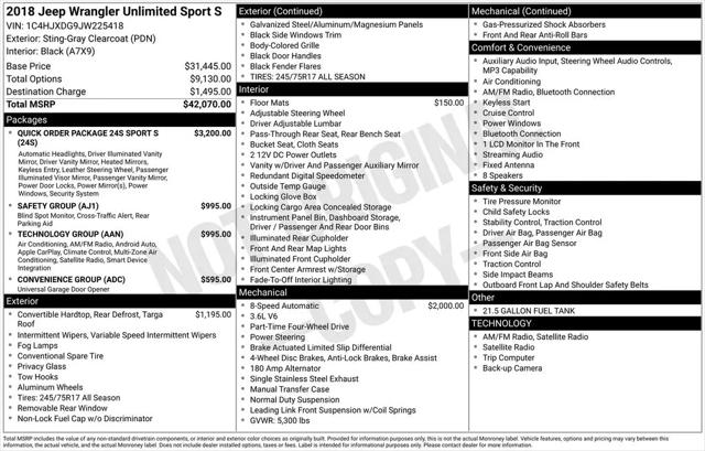 2018 Jeep Wrangler Unlimited Sport S 4x4