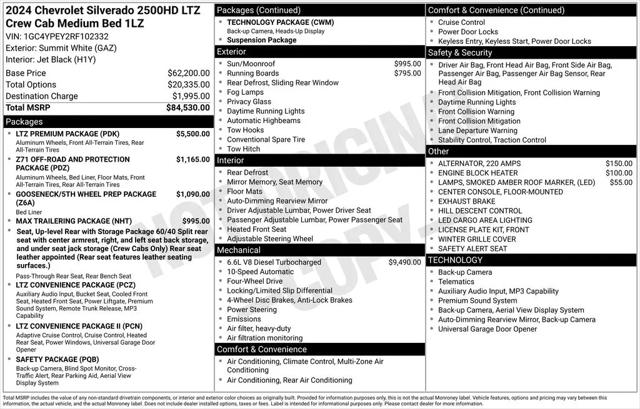 2024 Chevrolet Silverado 2500HD 4WD Crew Cab Standard Bed LTZ