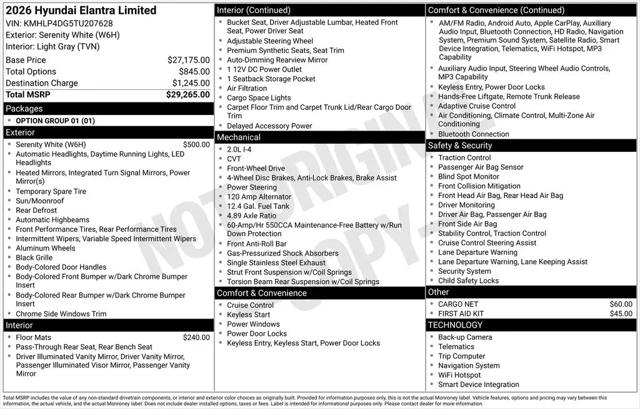 2026 Hyundai Elantra Limited for sale in Pikeville, KY