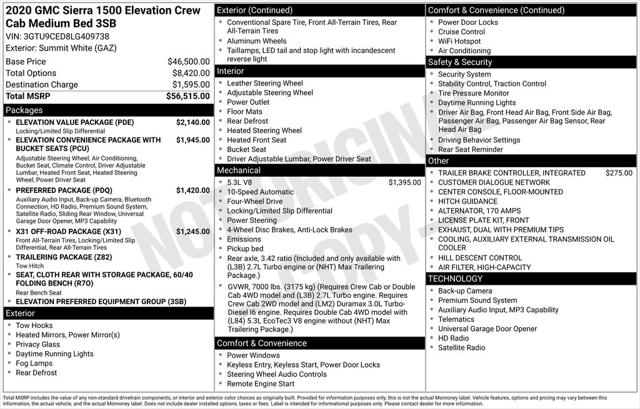 2020 GMC Sierra 1500 4WD Crew Cab Standard Box Elevation