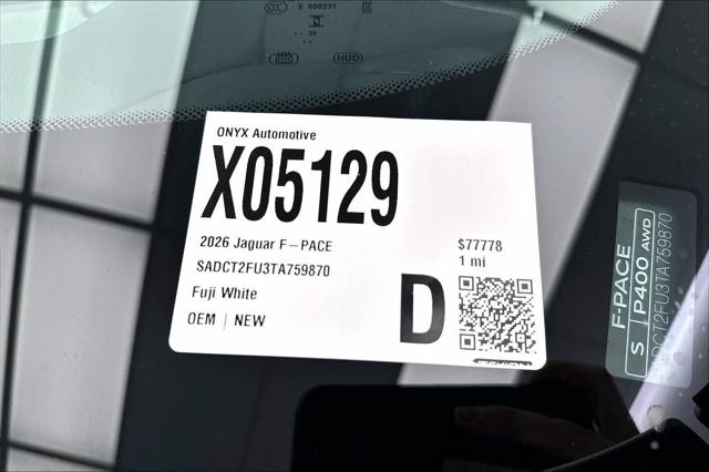 2026 Jaguar F-PACE R-Dynamic S P400 AWD Automatic