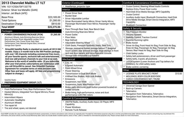 2013 Chevrolet Malibu 1LT for sale near Freemont, OH