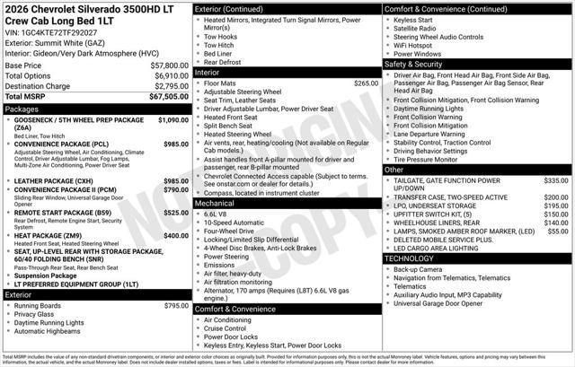 2026 Chevrolet Silverado 3500HD Crew Cab, Long Bed, LT Dual Rear Wheel, RWD