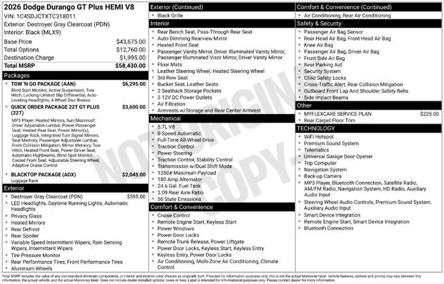 2026 Dodge Durango GT Plus AWD HEMI V8