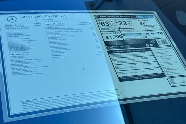 2026 Mercedes-Benz S 580e 4MATIC