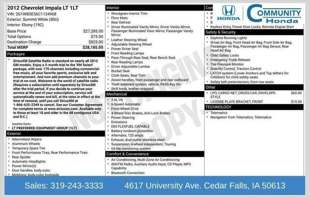 2012 Chevrolet Impala LT for sale in Cedar Falls, IA