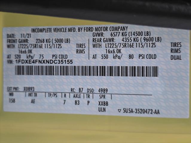2022 Ford E-Series Cutaway 158'WB DRW Commercial Utility Van & KUV Service Freezer Body