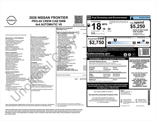 2026 Nissan Frontier Crew Cab PRO-4X 4x4