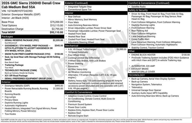 2026 GMC Sierra 2500HD Crew Cab, Standard Bed, Denali, 4WD