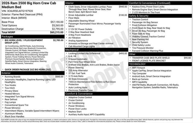 2026 Ram 2500 Big Horn Crew Cab 4x4 6'4" Box