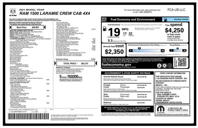 2021 Ram 1500 Laramie Crew Cab 4x4 6'4" Box