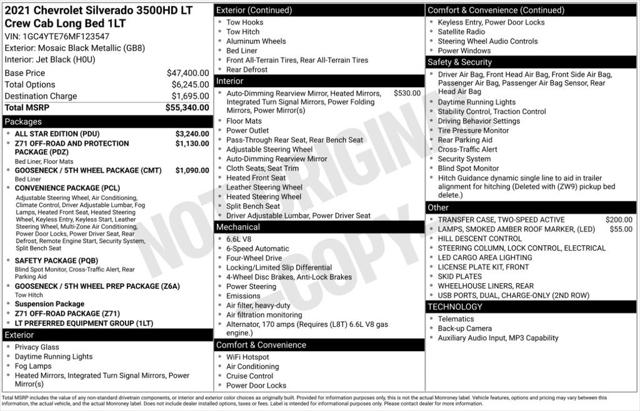2021 Chevrolet Silverado 3500HD 4WD Crew Cab Long Bed LT