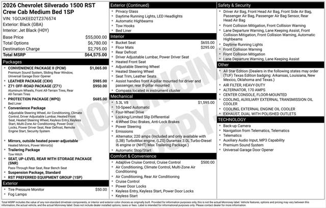 2026 Chevrolet Silverado 1500 4WD Crew Cab Standard Bed RST