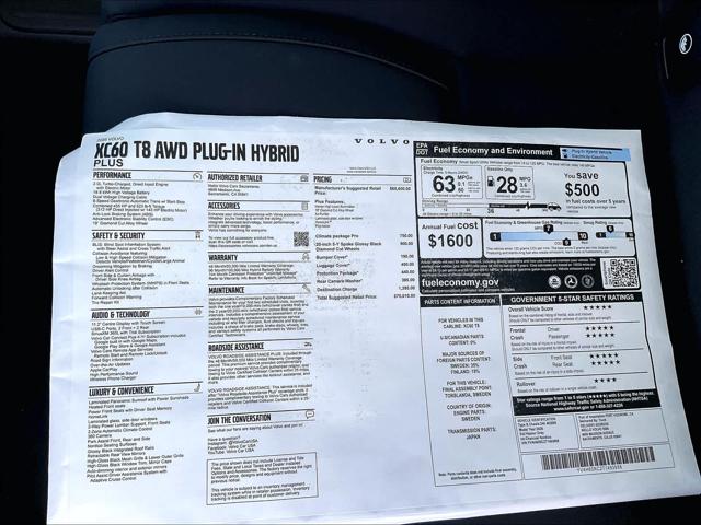 2026 Volvo XC60 Plug-In Hybrid Plus, T8 AWD Electric/Gasoline, Dark