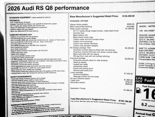 2026 Audi RS Q8 performance quattro tiptronic
