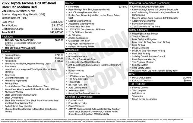 2022 Toyota Tacoma TRD Off Road for sale in Chippewa Falls, WI