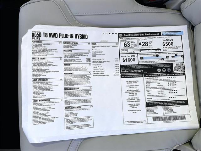 2026 Volvo XC60 Plug-In Hybrid Plus, T8 AWD Electric/Gasoline, Dark