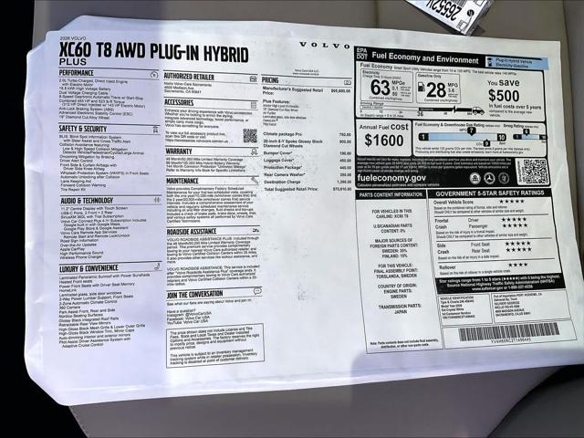 2026 Volvo XC60 Plug-In Hybrid Plus, T8 AWD Electric/Gasoline, Dark