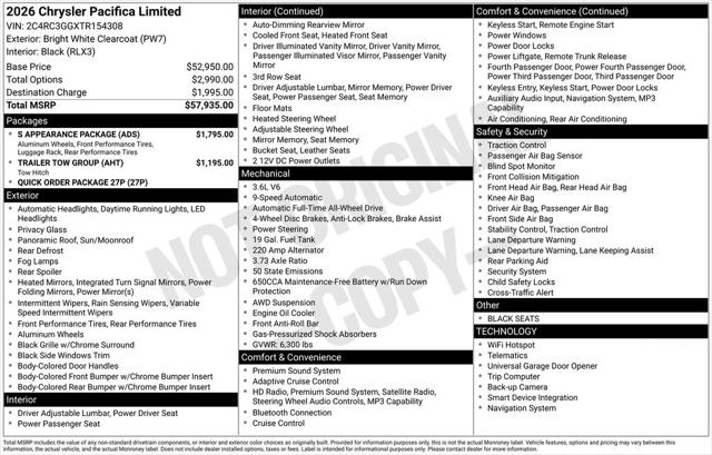 2026 Chrysler Pacifica Limited AWD