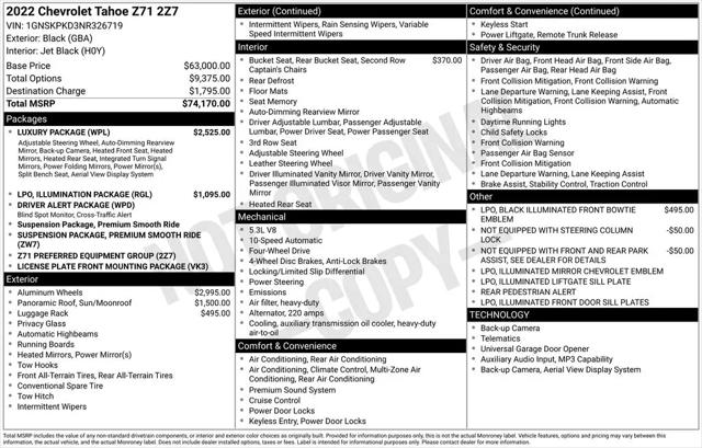 2022 Chevrolet Tahoe 4WD Z71