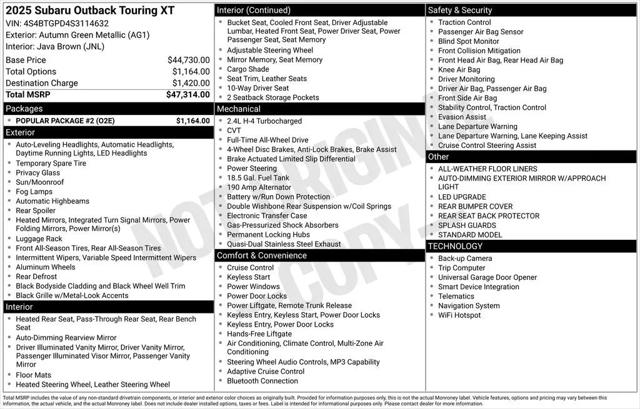 2025 Subaru Outback Touring XT