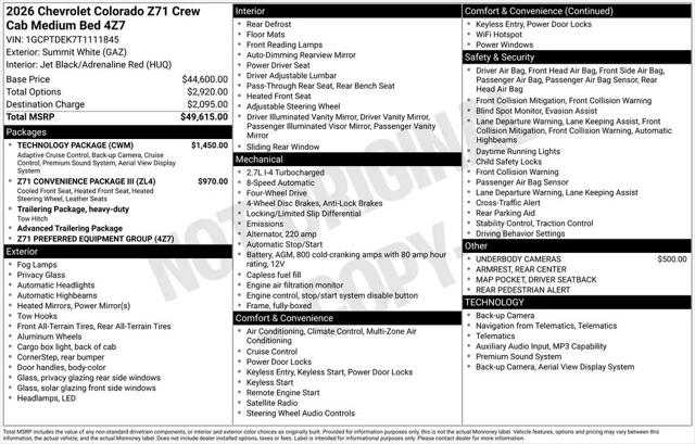 2026 Chevrolet Colorado Z71, 4WD