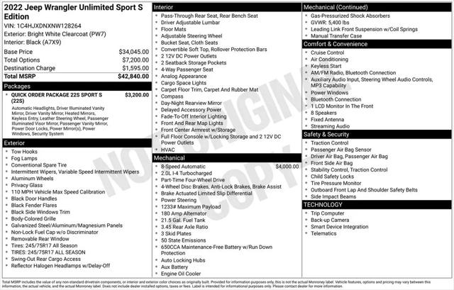 2022 Jeep Wrangler Unlimited Sport S 4x4