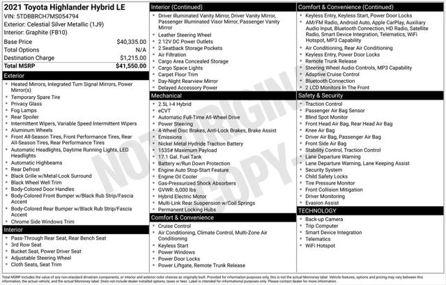 2021 Toyota Highlander Hybrid LE