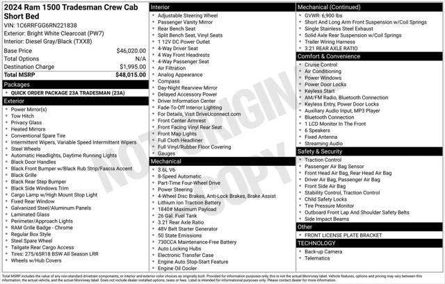 2024 Ram 1500 Tradesman Crew Cab 4x4 5'7" Box