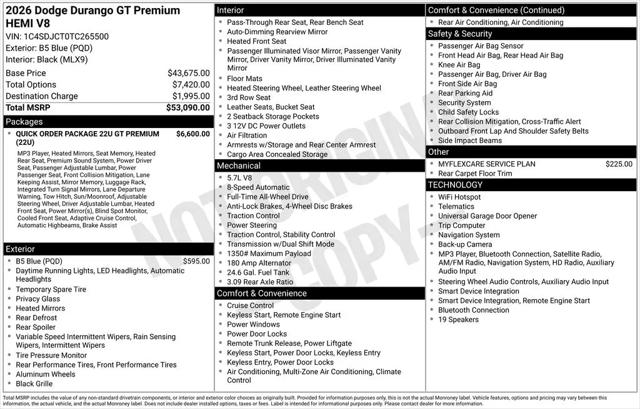 2026 Dodge Durango GT Premium AWD HEMI V8
