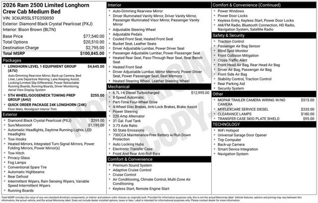 2026 Ram 2500 Limited Longhorn Crew Cab 4x4 6'4" Box
