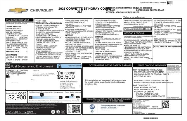 2023 Chevrolet Corvette Stingray RWD Coupe 3LT