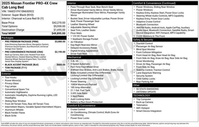 2025 Nissan Frontier Crew Cab Long Bed PRO-4X 4x4