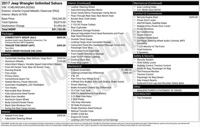 2017 Jeep Wrangler Unlimited Sahara 4x4 for sale in Chesterton, IN