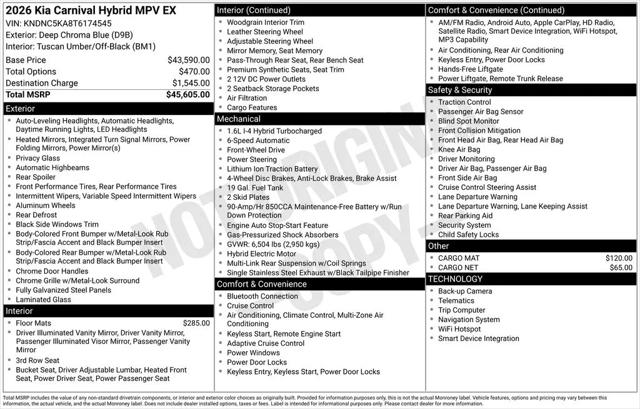 2026 Kia Carnival MPV EX for sale in Mechanicsburg, PA
