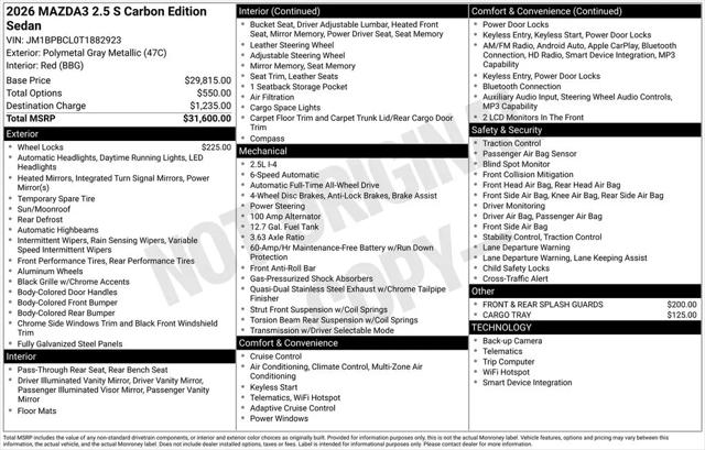 2026 Mazda Mazda3 2.5 S Carbon Edition