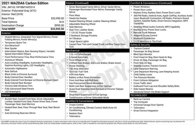 2021 Mazda Mazda6 Carbon Edition for sale in Colorado Springs, CO