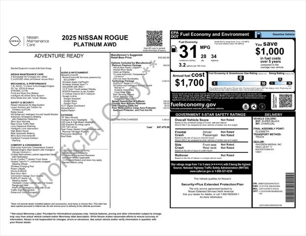 2025 Nissan Rogue Platinum Intelligent AWD