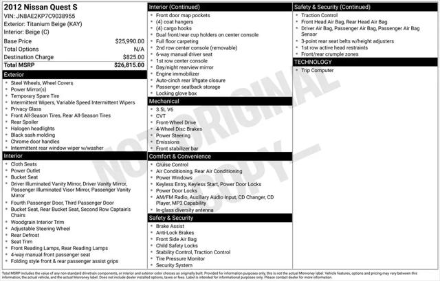 2012 Nissan Quest S