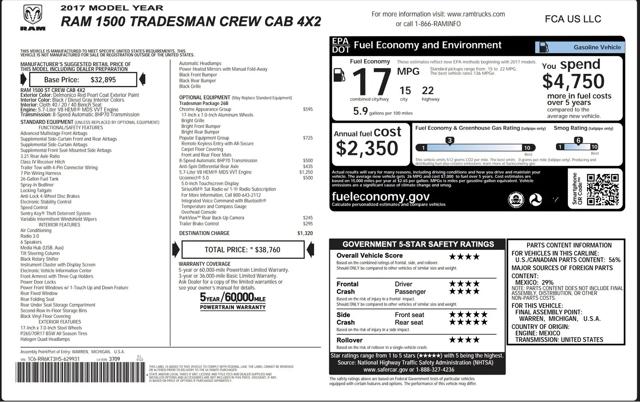 2017 Ram 1500 Tradesman Crew Cab 4x2 5'7" Box