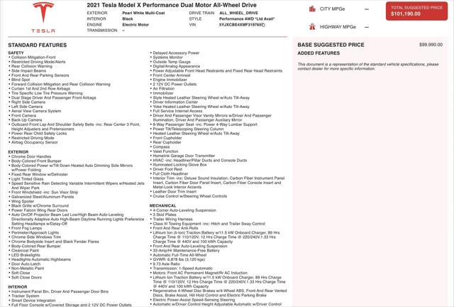 2021 Tesla Model X Performance Dual Motor All-Wheel Drive