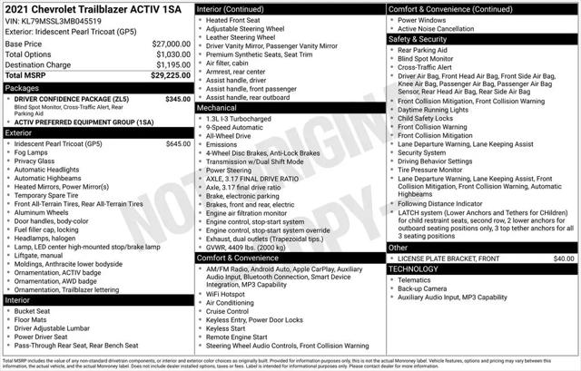 2021 Chevrolet TrailBlazer AWD ACTIV