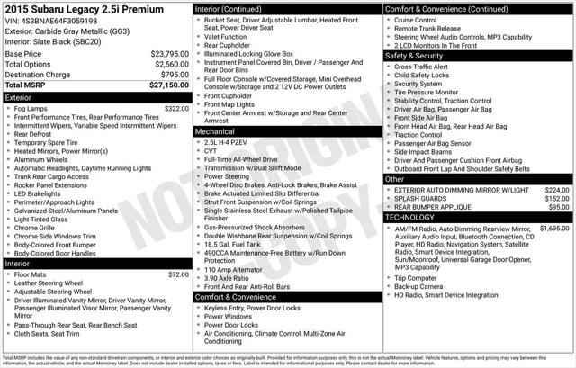 2015 Subaru Legacy 2.5i Premium