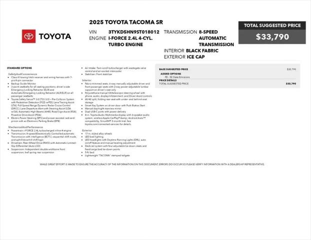 2025 Toyota Tacoma SR