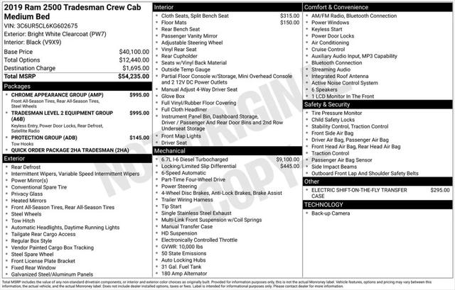2019 RAM 2500 Tradesman Crew Cab 4x4 64 Box 2019 RAM 2500 Tradesman Crew Cab 4x4 64 Box