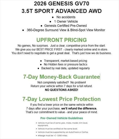 2026 Genesis GV70 3.5T Sport Advanced for sale in APPLETON, WI